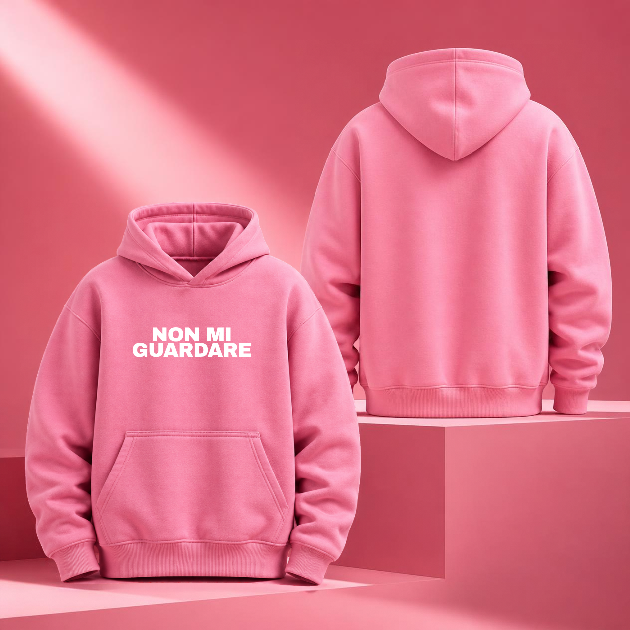 FELPA CAPPUCCIO UNISEX MADE IN ITALY non mi guardare - immagine 1