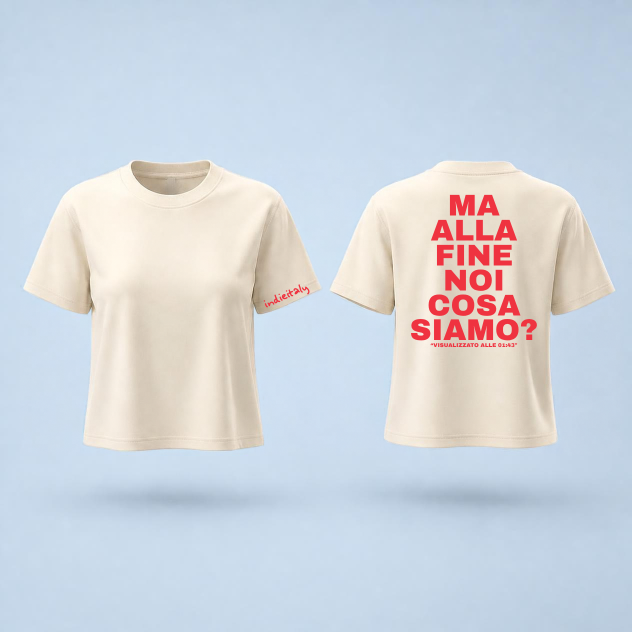 TSHIRT CROP OVER DONNA ma alla fine noi cosa siamo? - immagine 1